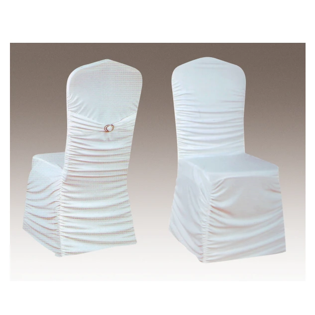 CHEAP WHITE WEDDING FOLDING CHAIR COVER RUFFLED SPANDEX CHAIR COVER Y-111 1