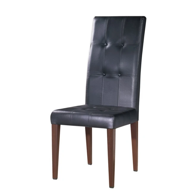 HIGH BACK BLACK PU LEATHER CAFE WOOD METAL CHAIR  YA-055 1