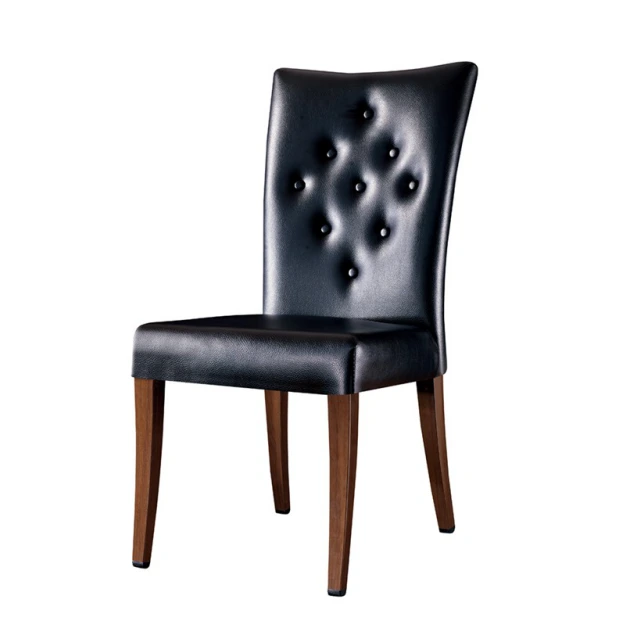 BLACK PU LEATHER IMITATION STEEL WOODEN CHAIR  YA-075 1