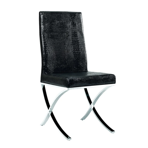 X SHAPE LEGS STAINLESS STEEL CHAIR BLACK LEATHER CHAIR  YA-083 1