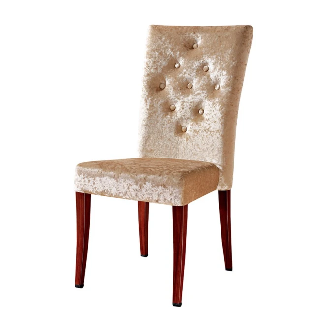 VELVET BUTTON DESIGN UPHOLSTERED STEEL DINING ROOM WOODEN CHAIR YA-1003 1