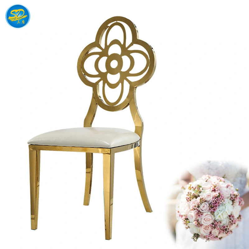 FLOWER BACK DESIGN GOLDEN HOTEL EVENT PARTY STAINLESS STEEL CHAIR YS-014 1
