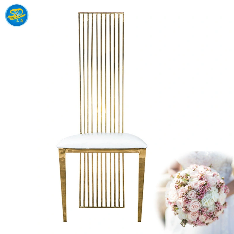 HIGH BACK DESIGN EVENT PARTY RENTAL GOLDEN STAINLESS STEEL CHAIR  YS-017 1