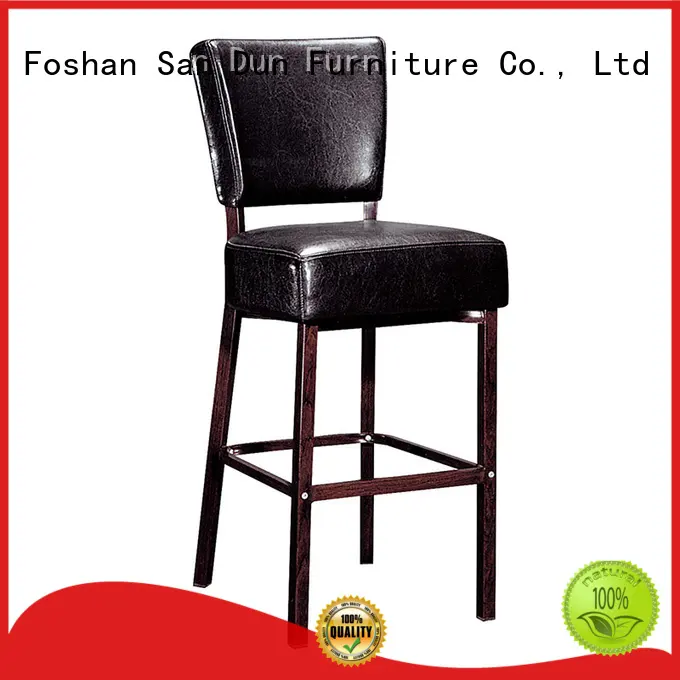 BLACK PU LEATHER METAL BAR STOOL FOR HOTEL PUB COFFEE SHOP #YA-2014 1