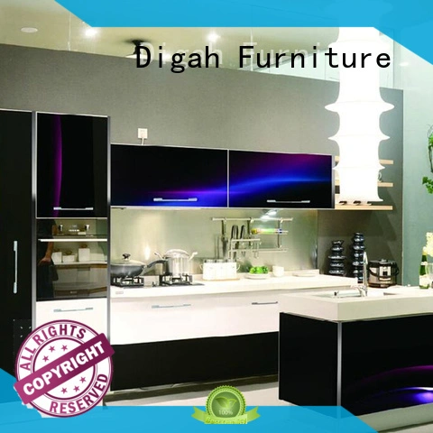 pvc Custom stainless luxury black kitchen cabinets Digah gloss 1