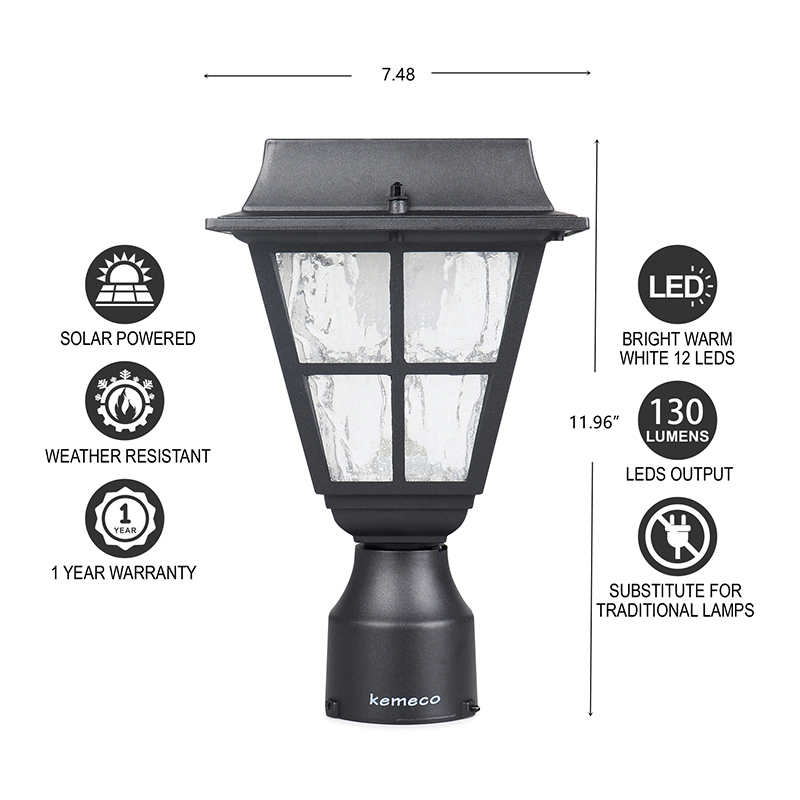 Kemeco ST4327QA LED Outdoor Solar Pole Lights For Garden Yard