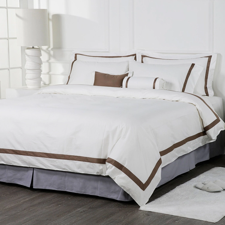Ensemble de draps de lit de couverture de couette en lin de broderie d'hôtel de luxe 1