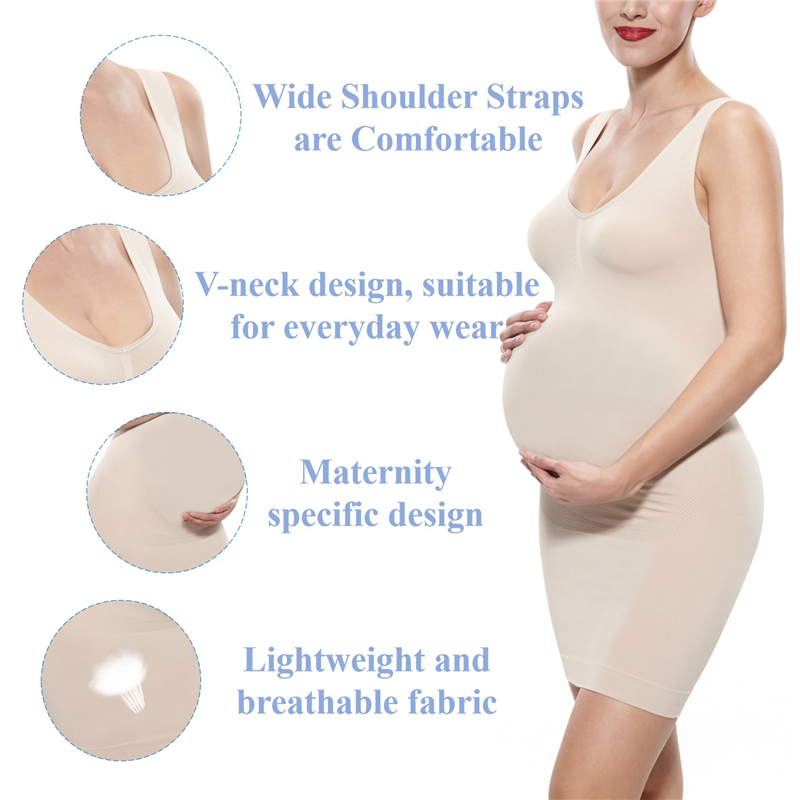 Franato Maternity Tank Dress Bodycon Sleeveless Casual Short Midi Fitted Dress for Pregnant Women 6