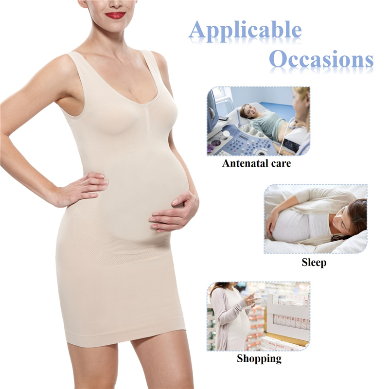 Franato Maternity Tank Dress Bodycon Sleeveless Casual Short Midi Fitted Dress for Pregnant Women 10