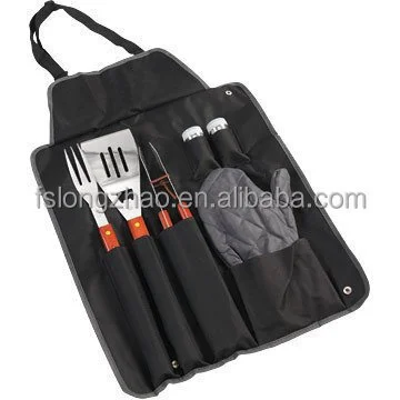 6pcs bbq tools with nylon apron bbq tools apron barbecue tools 1