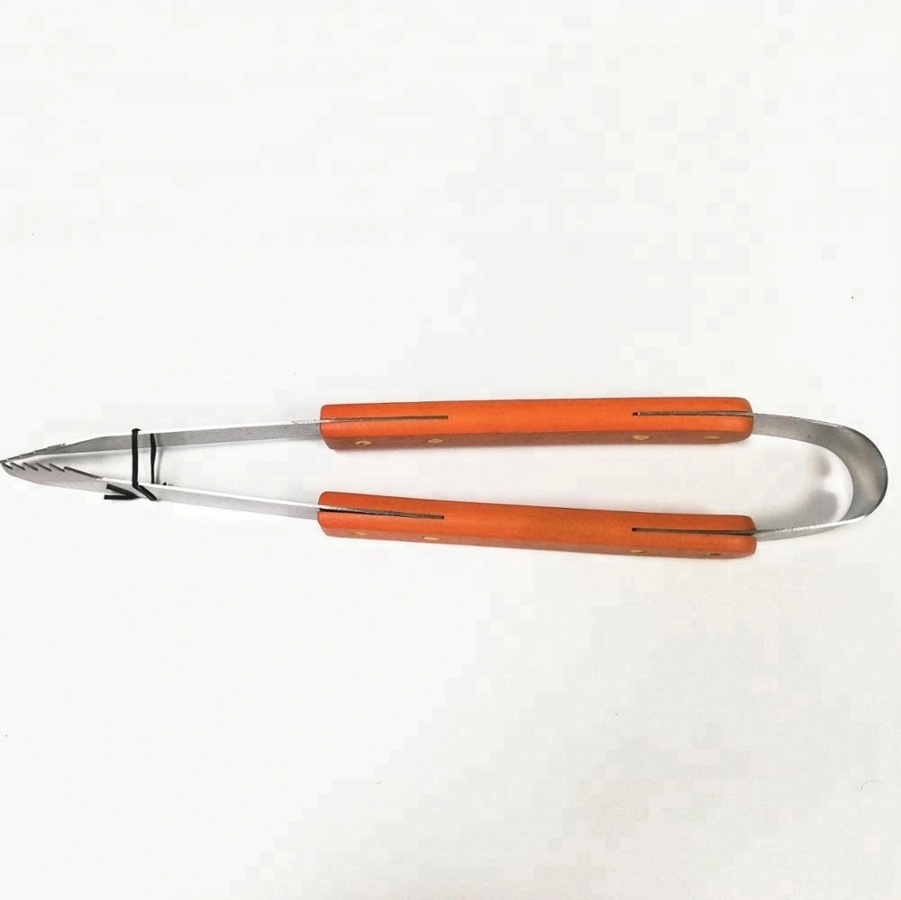 Amazon Hot Bread Tong Sale Stainless Steel Food Tong with Wooden Handle 1