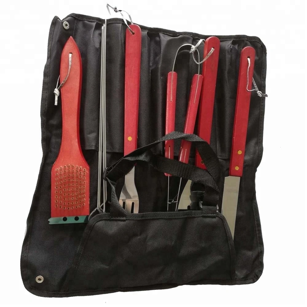 Stainless Steel BBQ 9 Piece Set with Wooden Handle 1
