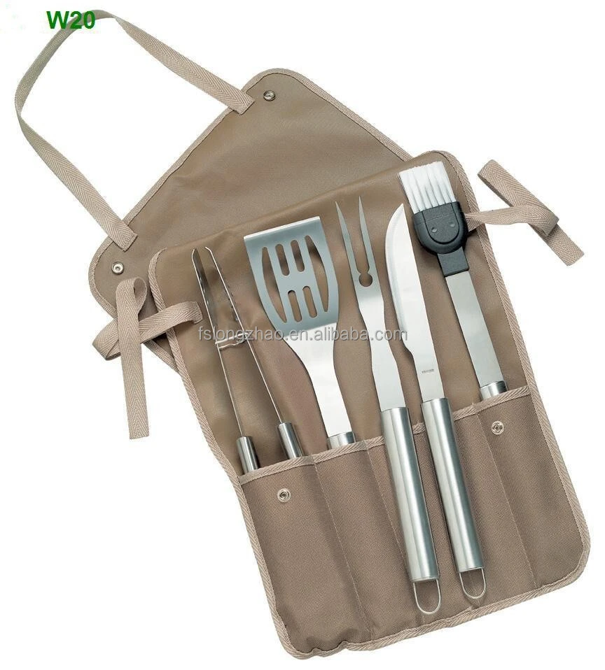 Nylon BBQ tool set Apron with 5pcs BBQ tools BBQ Accessory 1