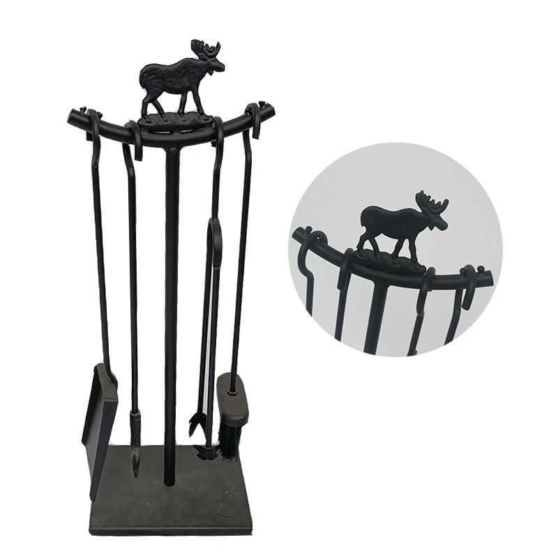 Antique Steel Fireplace Companion Set Fire Irons with Shovel Broom and Poker Fireplace Tool Set 1
