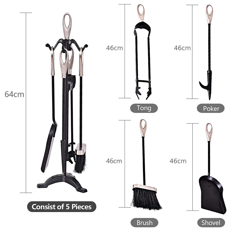 Fireplace Tools 5 Pieces Cast Iron Fireplace Tool Sets 1