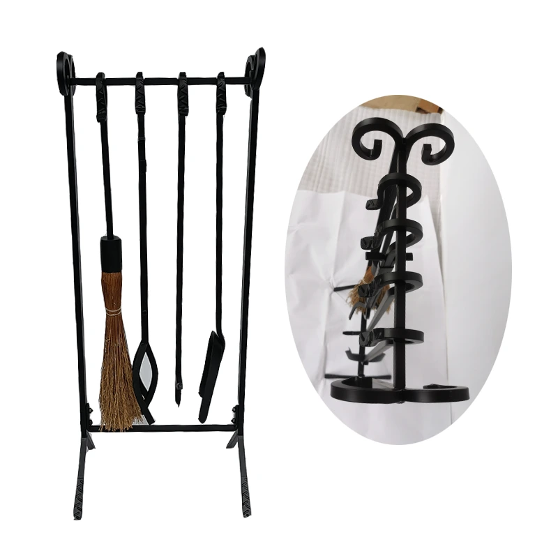 Modern Elegant Cast Wrought Iron Fireplace Fireside Accessories Surround PCS Fireplace Tool Set 1