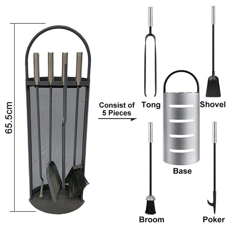 Modern Cast Wrought Iron Fireplace Fireside Accessories Surround PCS Fireplace Tool Set 1