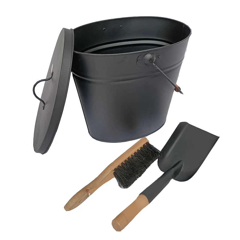 Cast Wrought Iron Fireplace Fireside Accessories Surround Bucket Brush Fireplace Tool Set 1