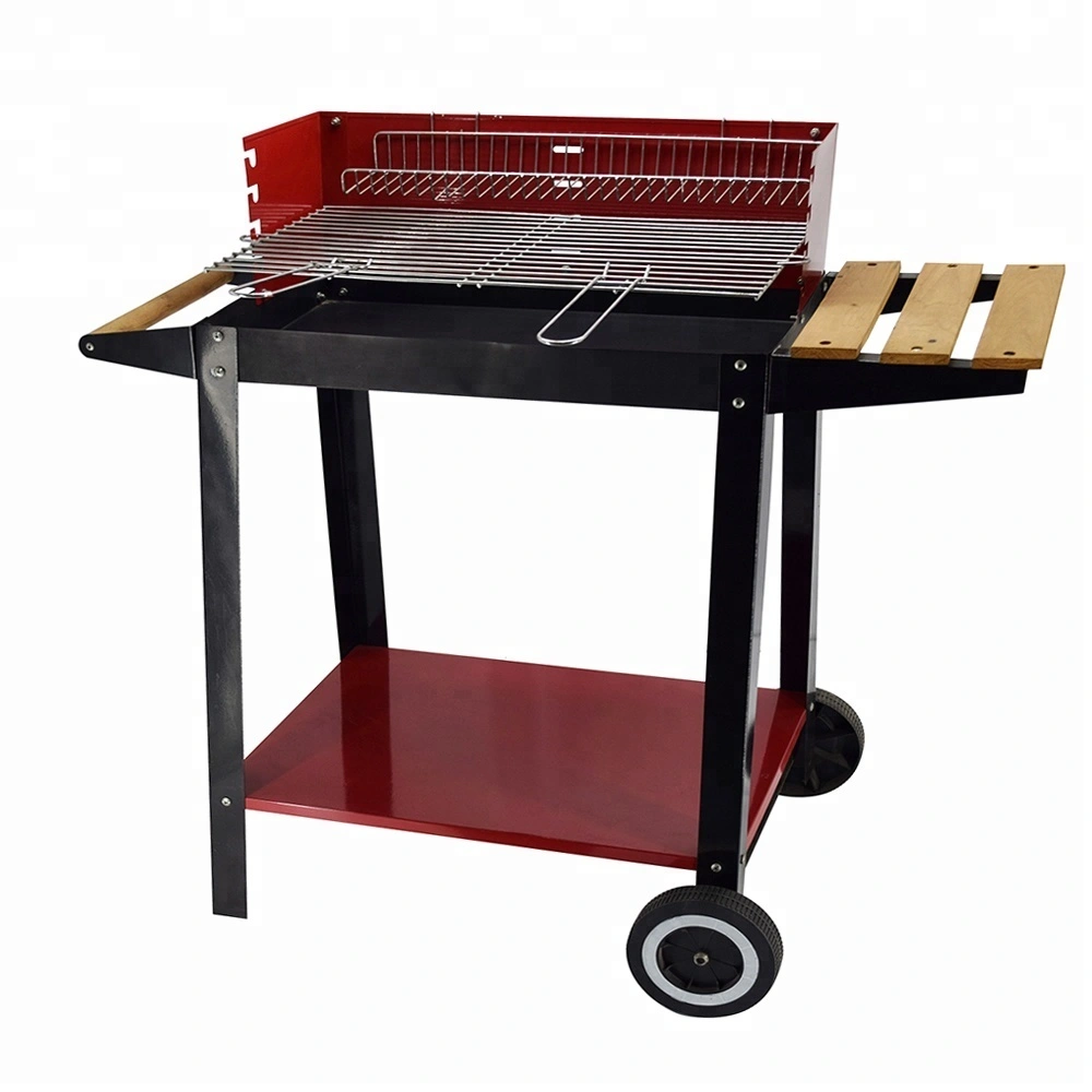 Factory simple bbq grill with trolley and side table for outdoor 1
