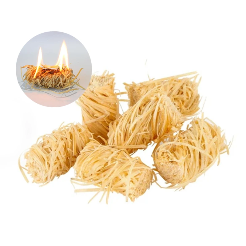 Free Sample Natural Fire Lighter Wooden Wool Roll BBQ Fire Starter For Survival 1