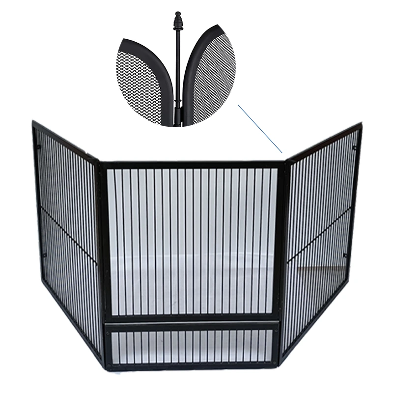 3 Panel Accessible Metal Fireplace Fireside Stand Screen Cover Guard Fireplace Screen 1