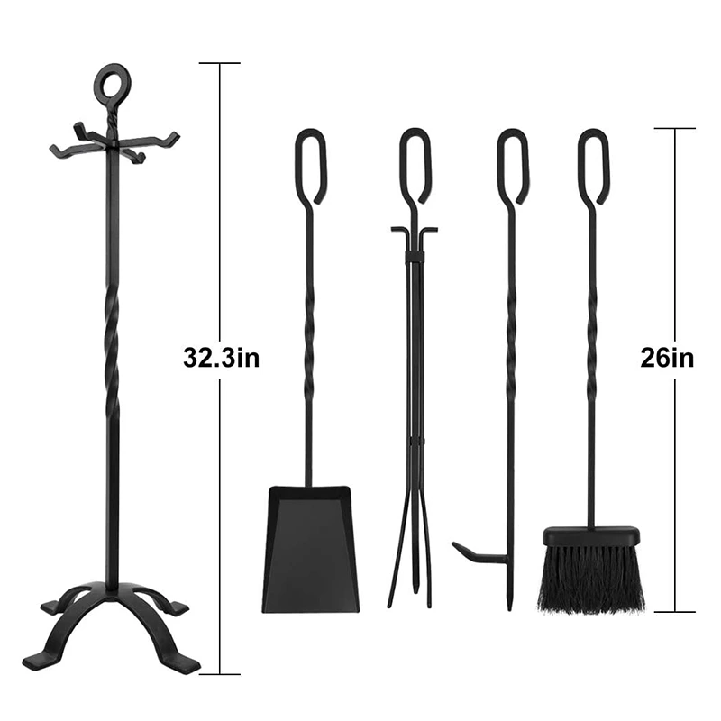 Modern Twisted Fireplace Fireside Accessories Companion Surround PCS Fireplace Tool Set 1