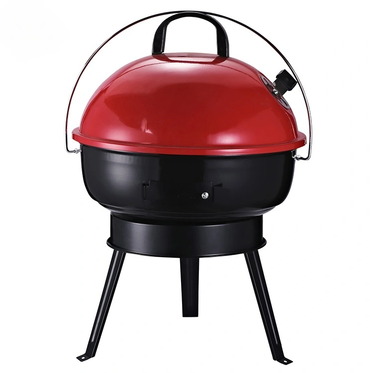 Factory Price Portable Charcoal Grill OEM Red Color Football Charcoal Barbecue Grill with Handle 1