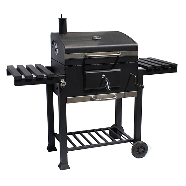 Factory Price Heavy Duty Outdoor Trolley BBQ Smoker Grills with Side Tables 1
