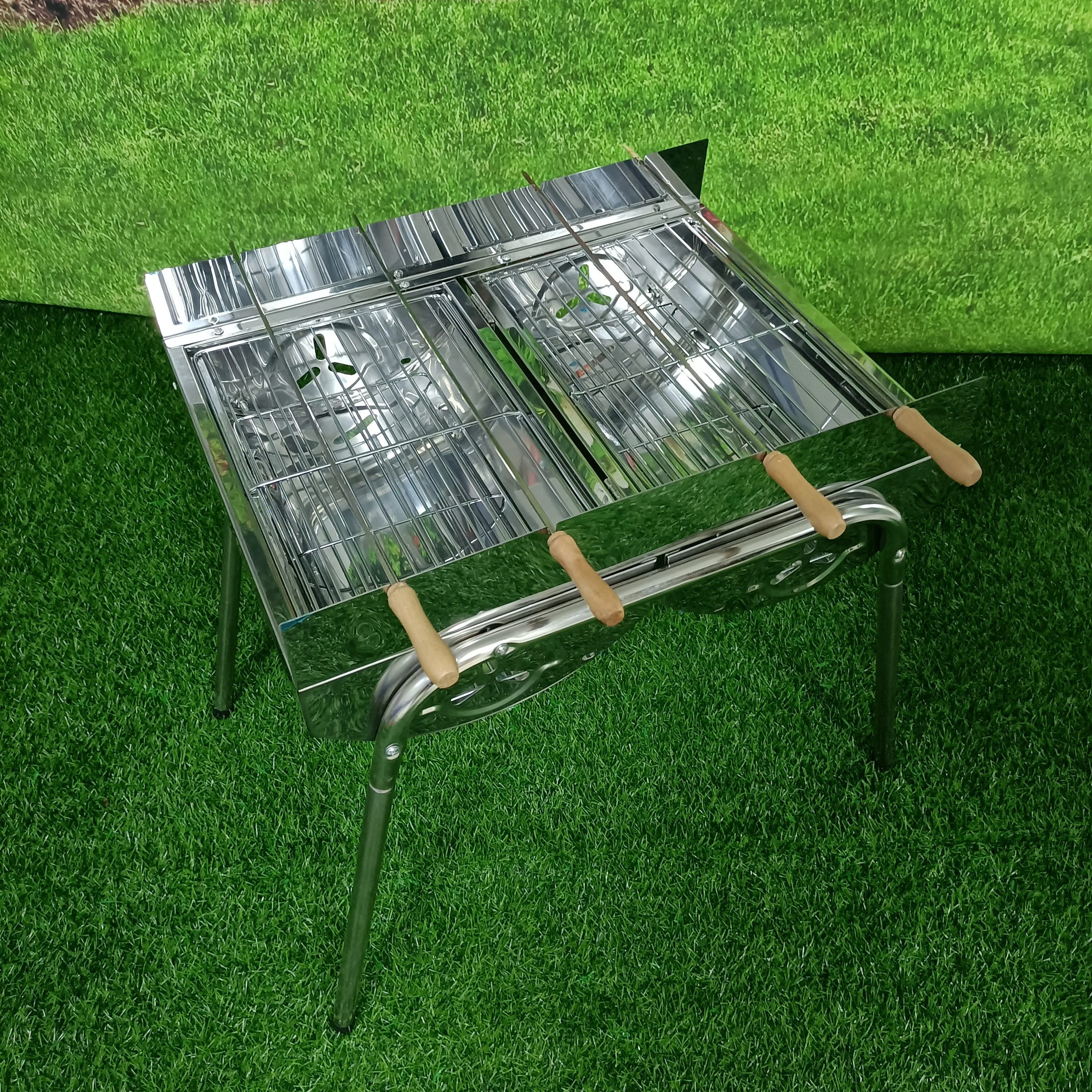 Factory Price Stainless Steel Double Barrel Skewer Barbecue Chacoal Grill 1