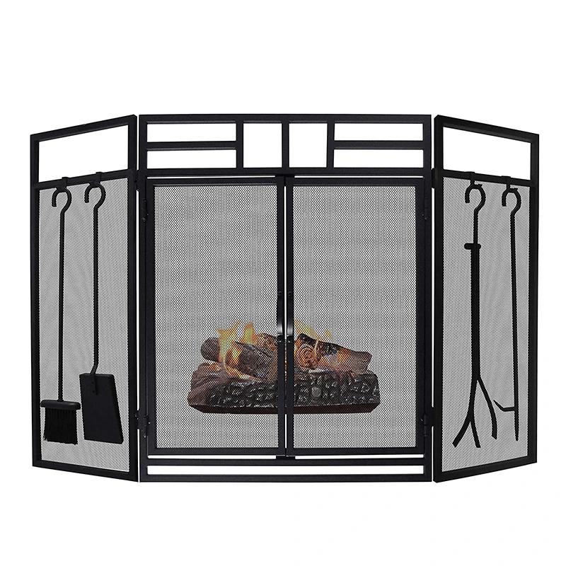 Foldable 3 Panel Metal Fireplace Fireside Stand Screen Cover Guard Fireplace Screen 1