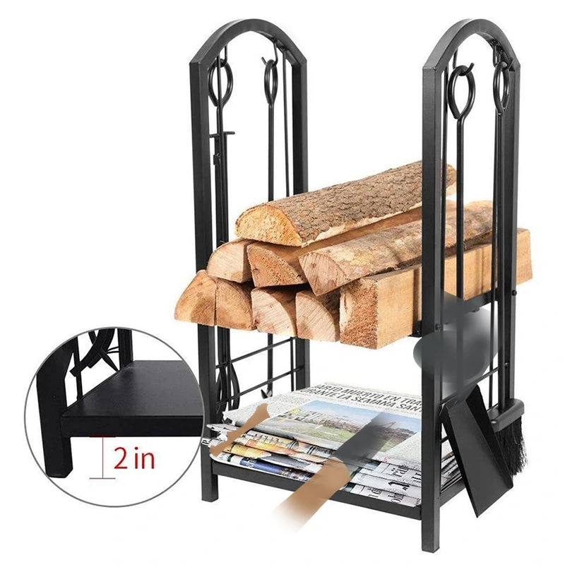 Firewood Log Rack Fireplace Tool Sets Indoor Outdoor Fireplace Log Carriers Holders 1