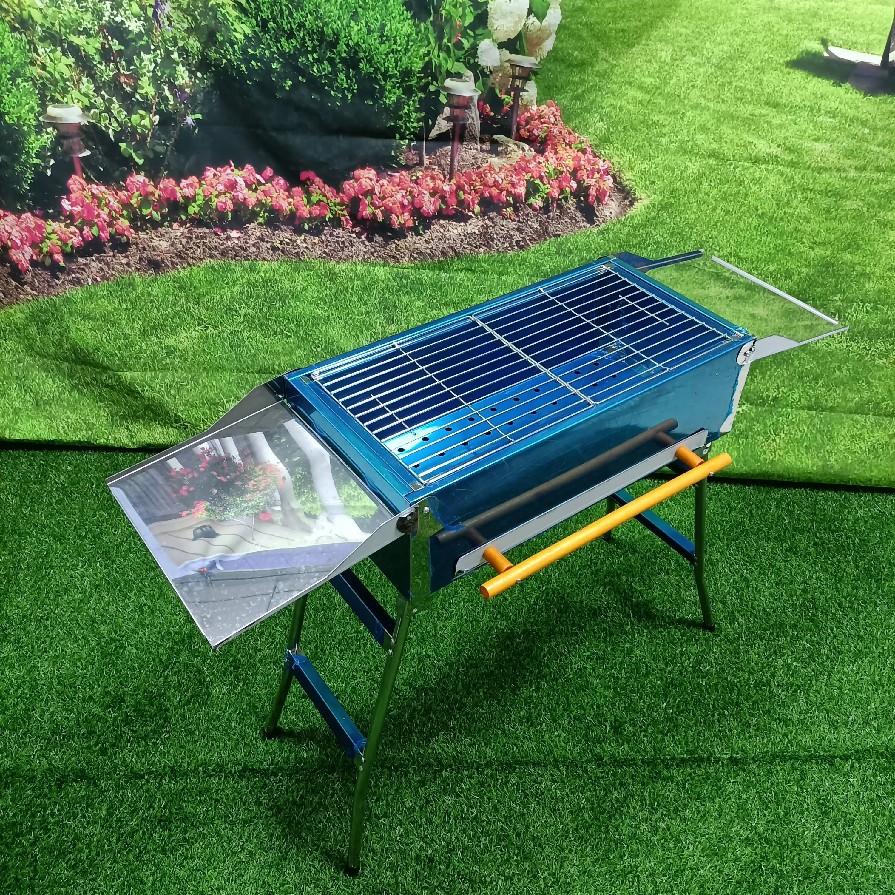 Wholesale manufacture price outdoor camping stainless steel charcoal bbq grill with shelf 1
