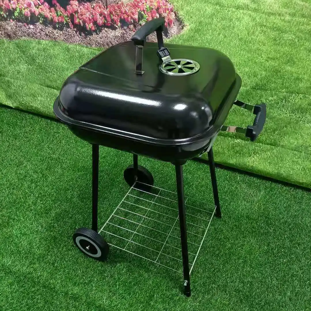 high quality portable easy move suitcase BBQ grill with wheels 1