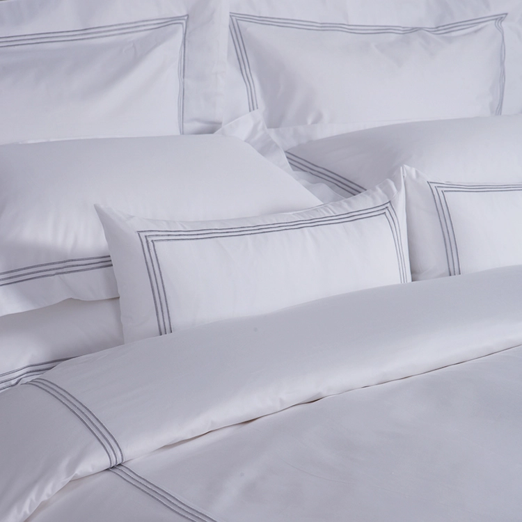 Juego de ropa de cama de hotel de alta calidad 600TC 3 líneas bordadas 1