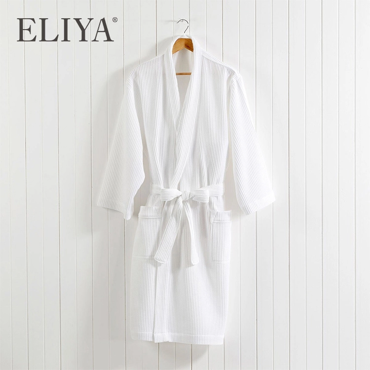 فندق عالي الجودة 100 ٪ رداء حمام أبيض من القطن-ELIYA 1