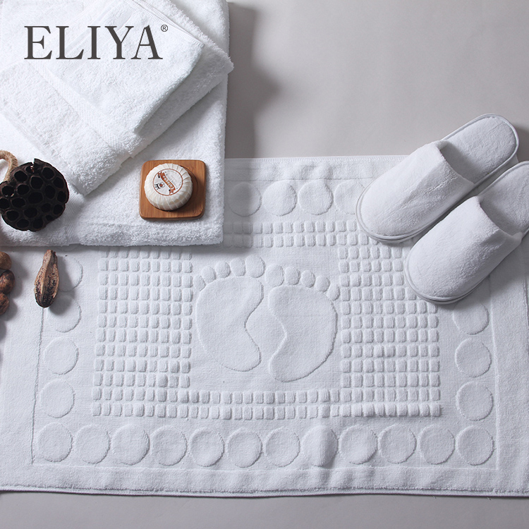 Custom Plain White 4pcs Hotel High Quality Hospitality Bath Mat Towel Set 8