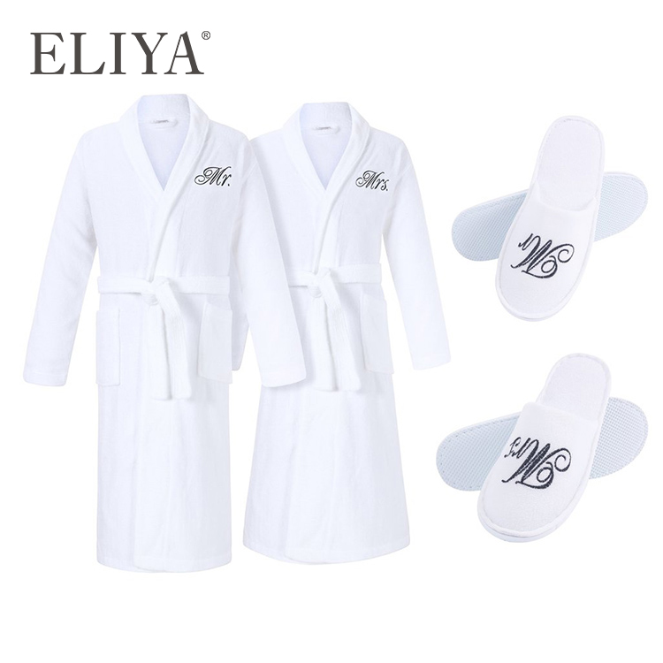 Hilton Cozy Unisex Satin Polyester Toweling Spa Robes And Slippers