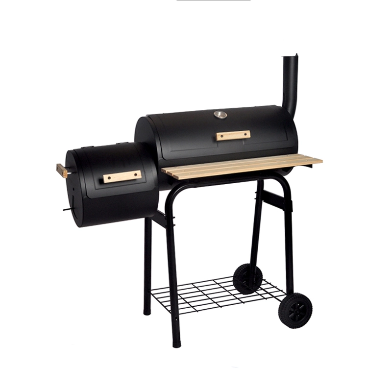 Supplier Price Double Barrel Smoker BBQ Grill with Trolly and Side Table 1