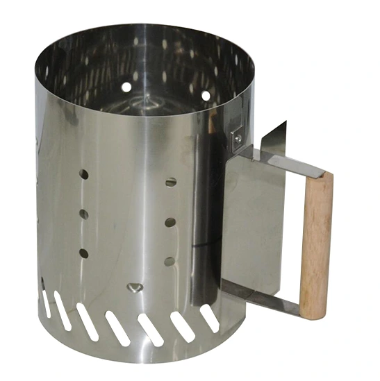 Supplier price heat resistant stainless steel charcoal chimney starter wooden handle 1