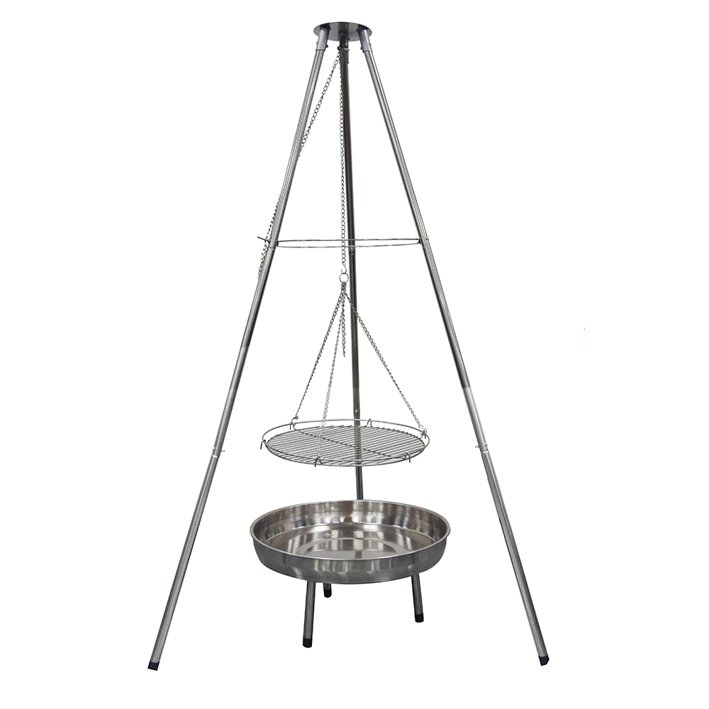 Adjustable barbecue grill height outdoor fire pit