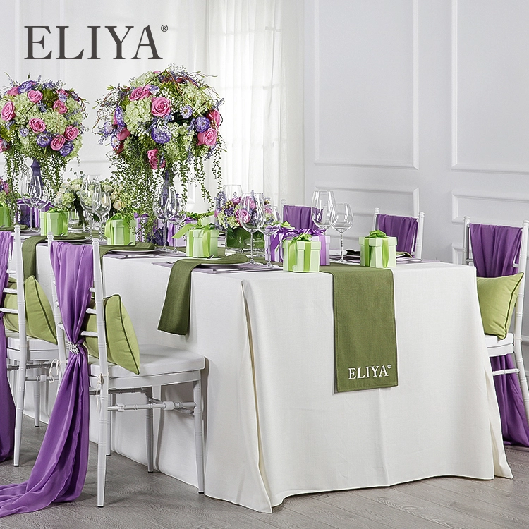 Custom Embroidered Flower Design Hotel Round Table Cover Cloth 1