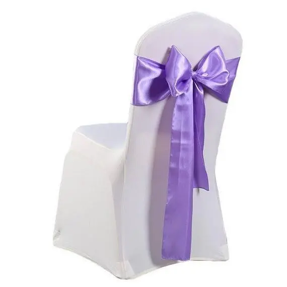 Adjustable Purple Outdoor Wedding Chair Cover Bow With Flowers 1