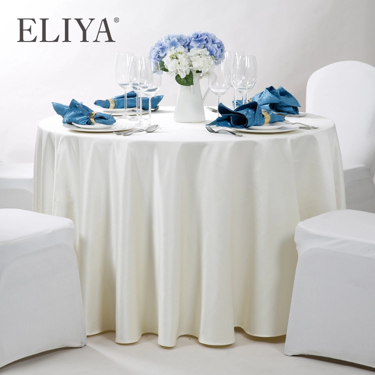 Custom Embroidery Elegant Fancy Restaurant Hotel Banquet Round Table Cloth 1