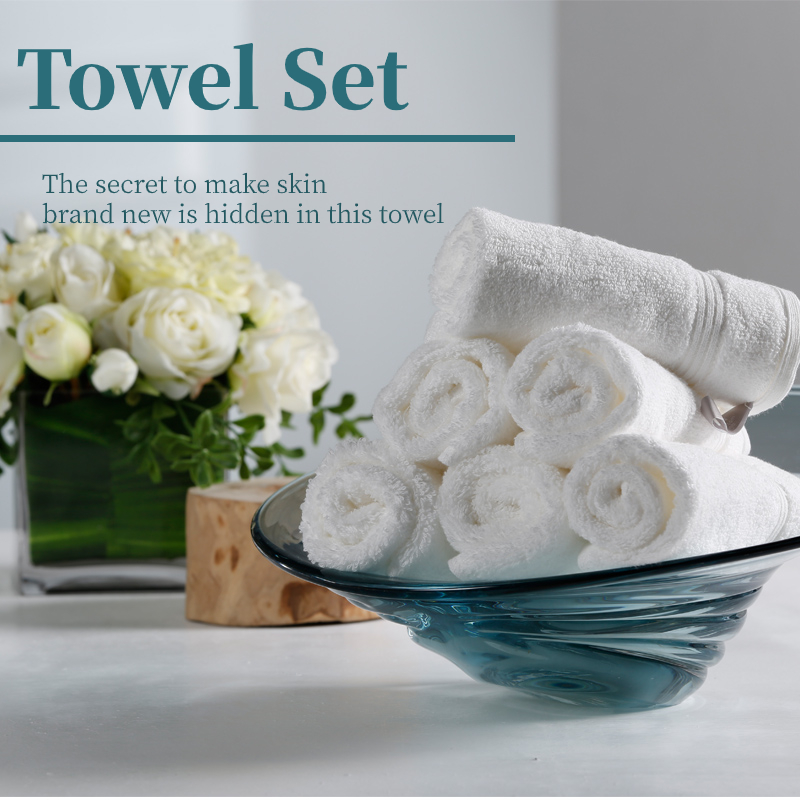 100% Cotton Luxury 5 Star Embroidery Hotel Towel Sets White Bath Towels 14