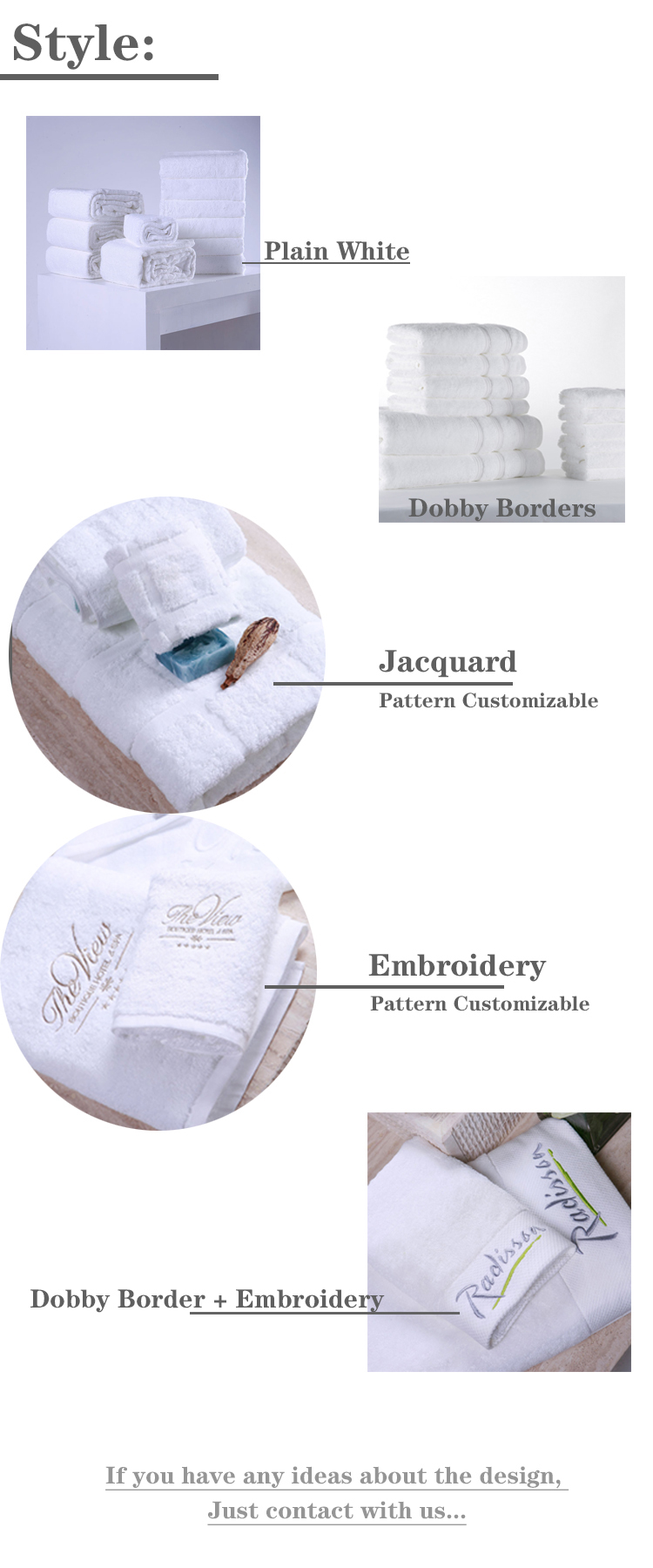 100% Cotton Luxury 5 Star Embroidery Hotel Towel Sets White Bath Towels 20