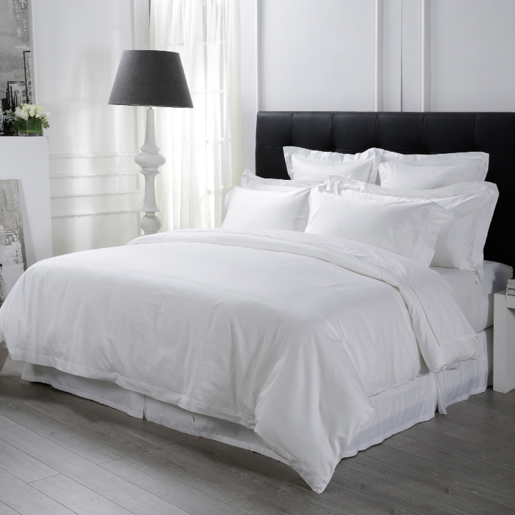 Luxury 100% Cotton Sateen Bed Sheet King Size Hotel White Bedding Set 11