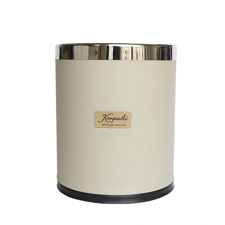 Hotel Indoor Bathroom Metal Material Iron Bucket Waste Trash Can Garbage Bin 1