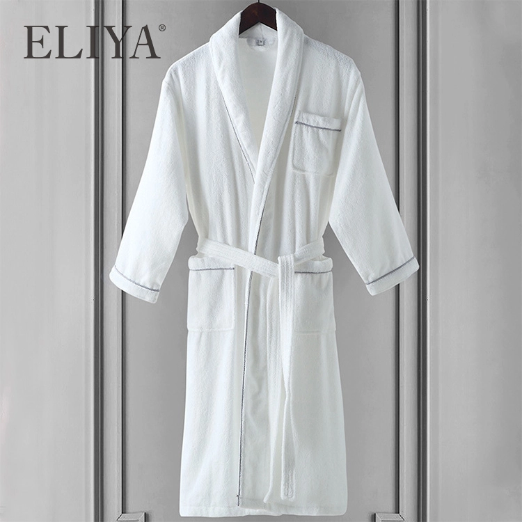 Hotel Design Bathrobe Cotton White Bathrobe Women with Logo Custom 1