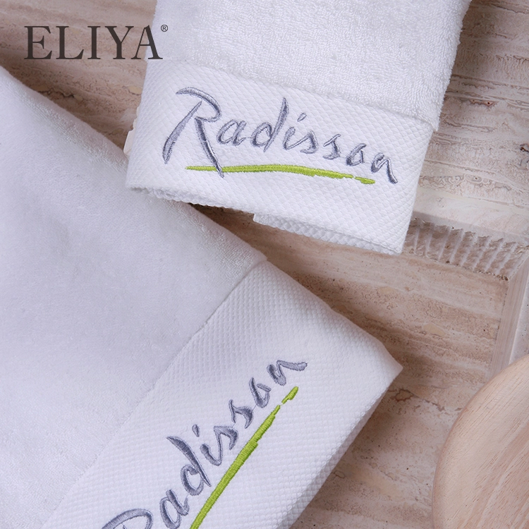 Luxury Custom Logo Face Towel 100% Cotton White 24X50 Hotel Bath Towel 1
