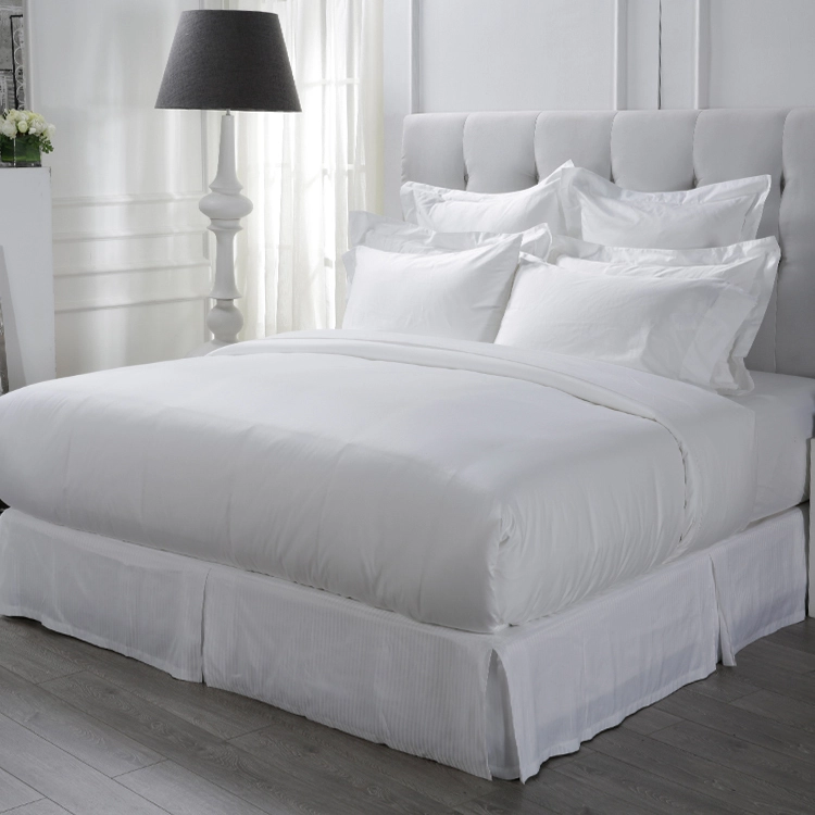 300TC Cotton Fabric Satin White Hotel Bedding Set 100% Cotton 1